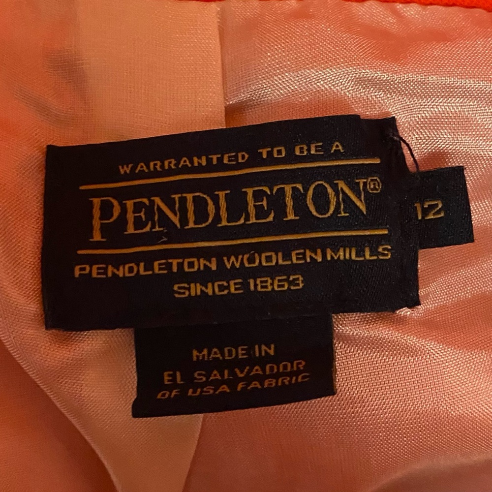Pendleton Wool Orange Jacket Blazer Pleated Back … - image 3